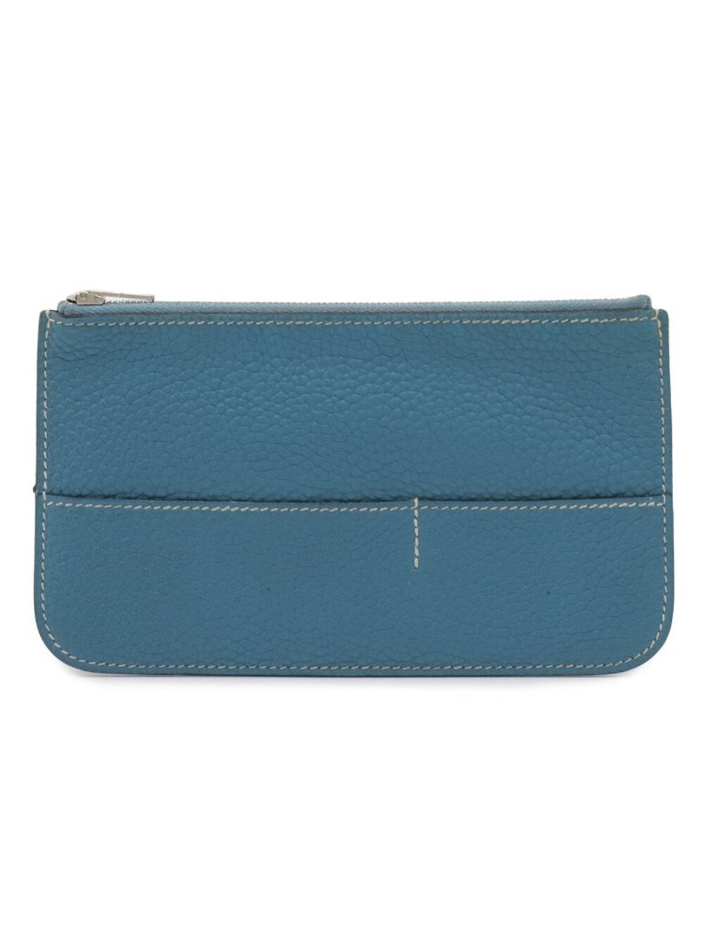 Hermes Dogon Duo GM Coin Purse Only Togo Leather Blue Jean Silver